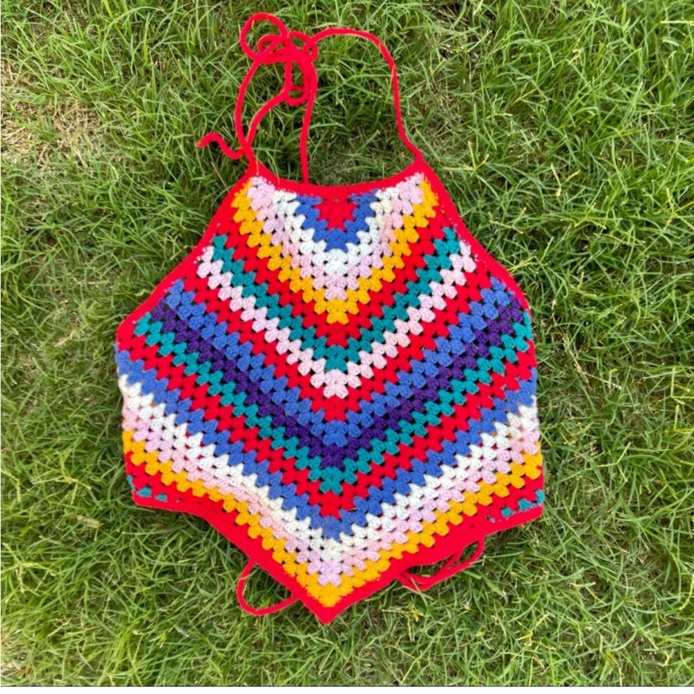 Rainbow Crochet Halter Top